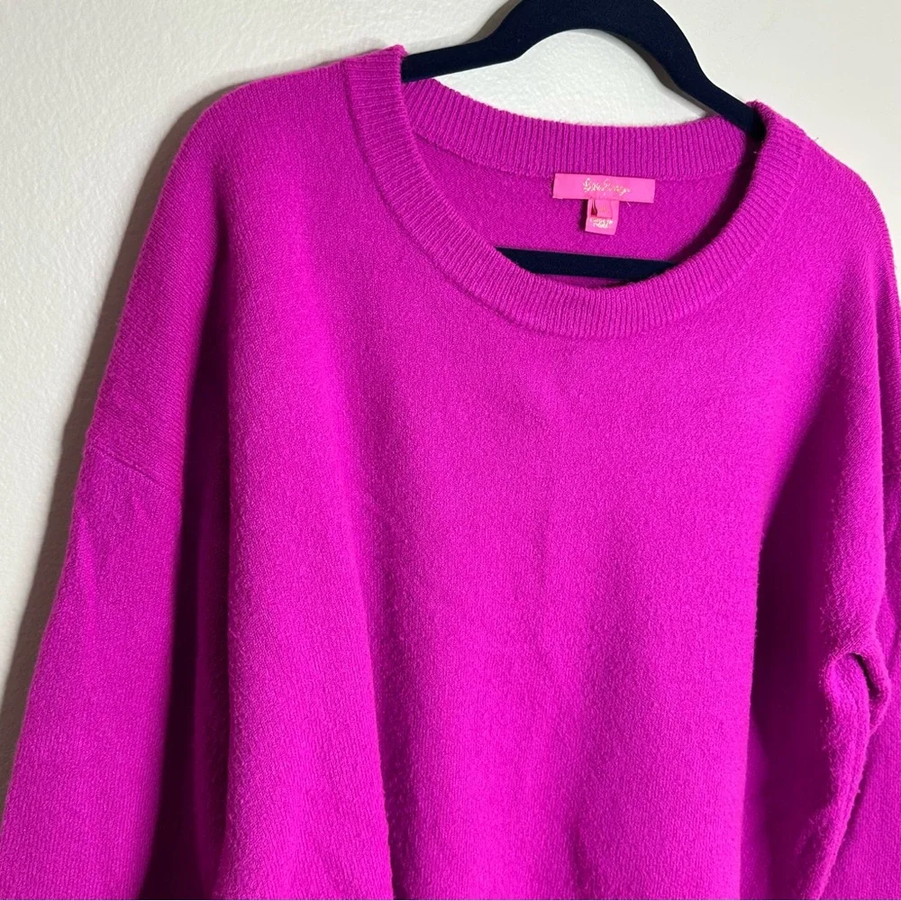 Lilly Pulitzer Bellista Sweater Fuzzy Pink Fuschia size XL - Picture 3 of 7
